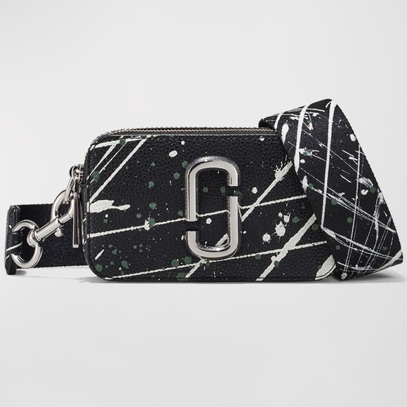 Marc Jacobs Paint Splatter Black multicolor Snapshot Bag Shoulder - Picture 1 of 9